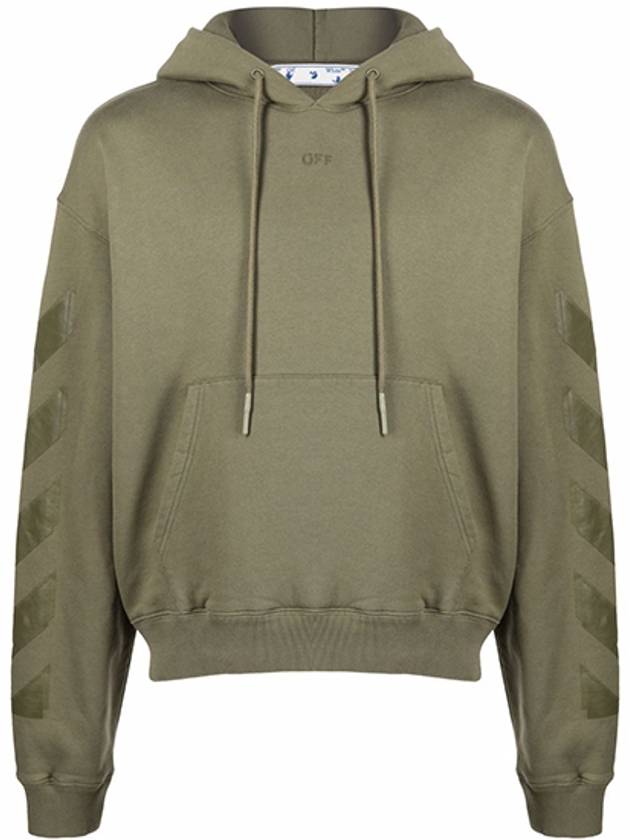 OMBB037F21FLE0075555 Lovely Arrow Over Hooded Sweatshirt Khaki Green Men’s T-Shirt TR - OFF WHITE - BALAAN 1