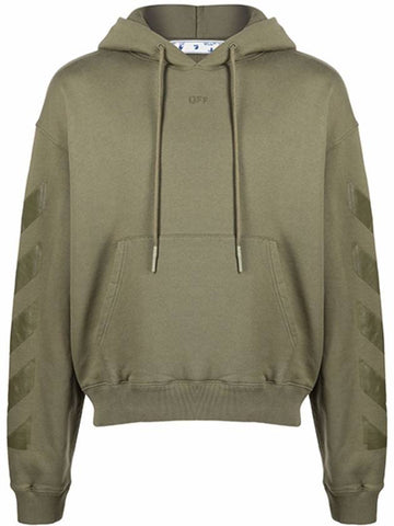 OMBB037F21FLE0075555 Lovely Arrow Over Hooded Sweatshirt Khaki Green Men’s T-Shirt TR - OFF WHITE - BALAAN 1