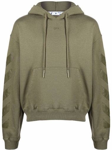 OMBB037F21FLE0075555 Lovely Arrow Over Hooded Sweatshirt Khaki Green Men’s T-Shirt TR - OFF WHITE - BALAAN 1