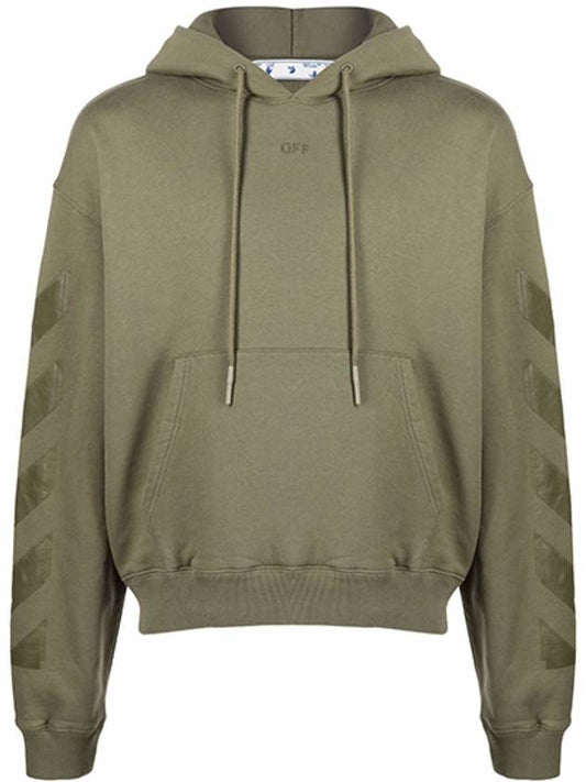 OMBB037F21FLE0075555 Lovely Arrow Over Hooded Sweatshirt Khaki Green Men’s T-Shirt TR - OFF WHITE - BALAAN 1