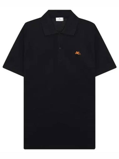 Pegaso logo embroidered short sleeve polo t shirt - ETRO - BALAAN 1