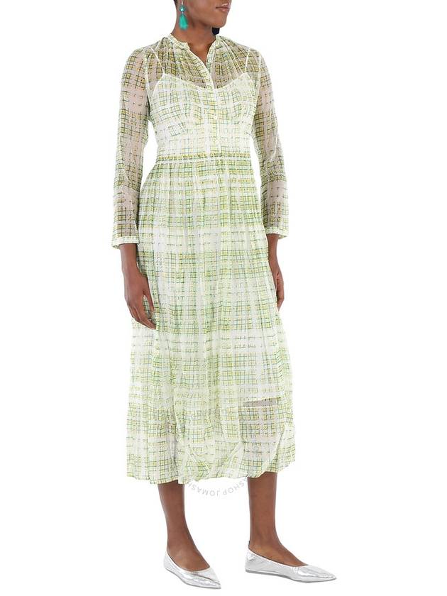 Burberry Scribble Check Print Silk Dress In Yellow, Brand Size 6 (US Size 4) - BURBERRY - BALAAN 2