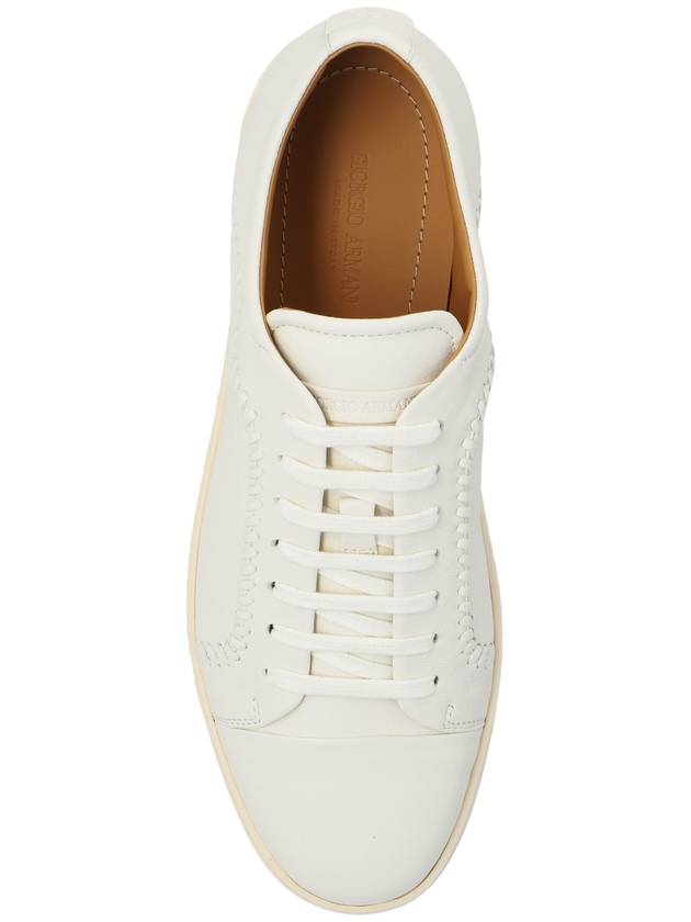 Giorgio Armani Leather Sneakers, Men's, Cream - GIORGIO ARMANI - BALAAN 6