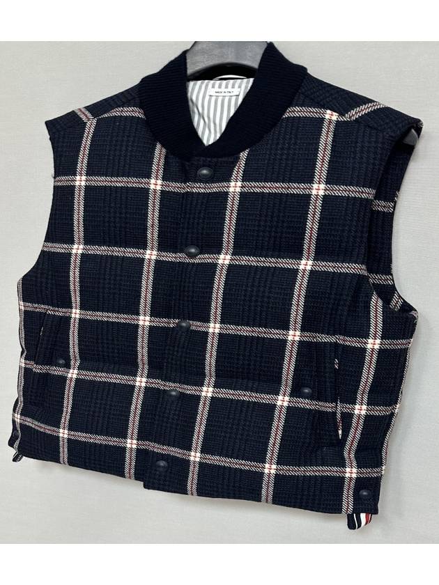 Wool Tweed Prince of Wales Down Vest - THOM BROWNE - BALAAN 3