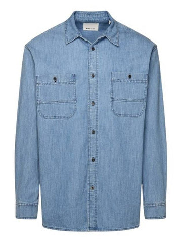 Isabel Marant Men's Blue Vhelynton Blue Cotton Shirt, Size Large - ISABEL MARANT - BALAAN 1