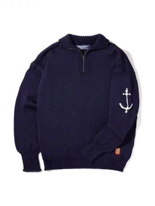 Fisherman half zip up sweater navy domestic product GPCX23111798304 - GUERNSEY WOOLLENS - BALAAN 1