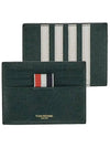 Pebble Calfskin 4-Bar Applique Note Card Wallet Dark Green - THOM BROWNE - BALAAN 3