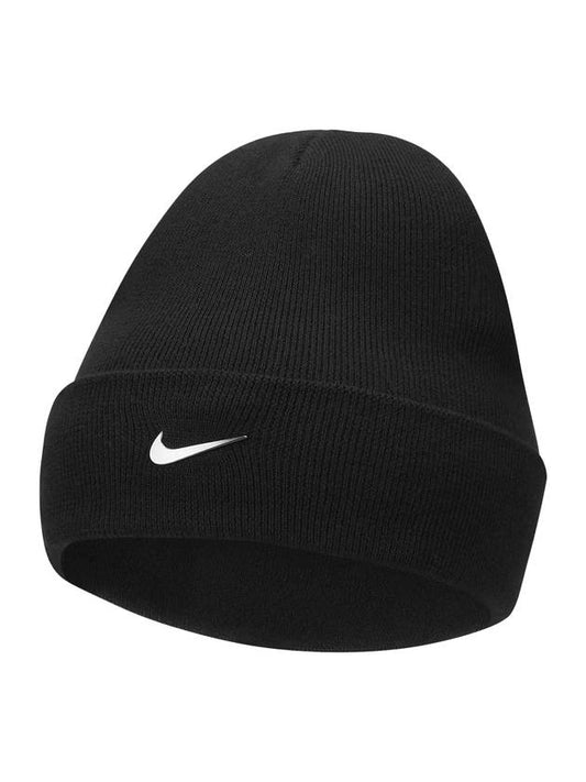 Cuffed Swoosh Logo Beanie Black - NIKE - BALAAN.