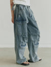 Utility Cargo Denim Wide Pants Blue - NOIRER - BALAAN 3