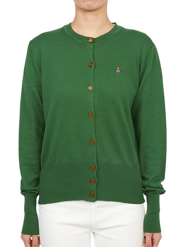 Bea Embroid Logo Cotton Cardigan Green - VIVIENNE WESTWOOD - BALAAN 4