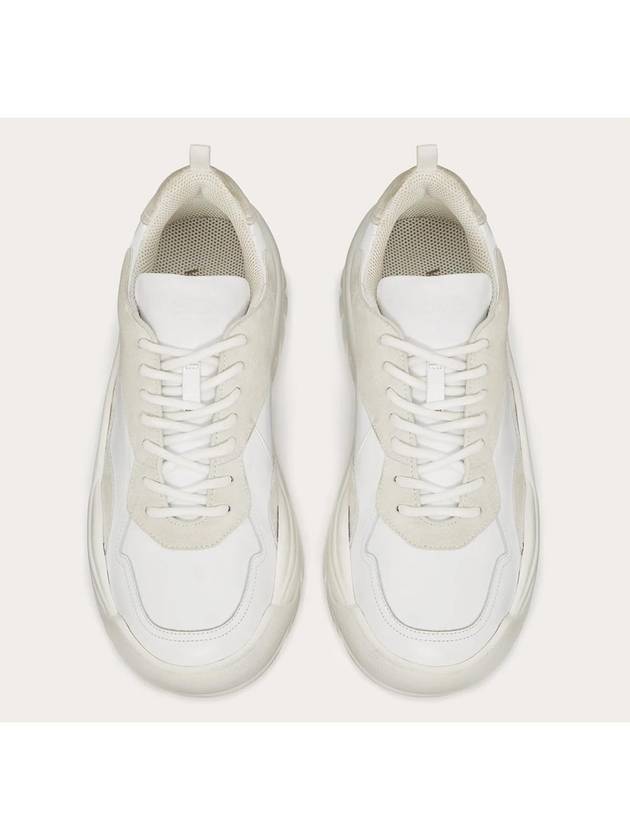 Men's Two-Tone Leather Suede Banshee Gumboy Low Top Sneakers White - VALENTINO - BALAAN 3