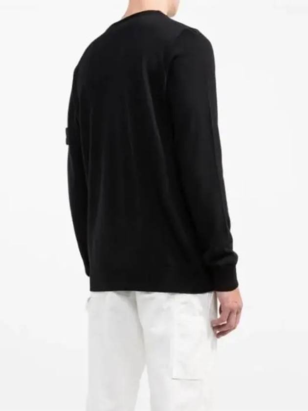 Logo Patch Round Neck Knit Top Black - STONE ISLAND - BALAAN 6