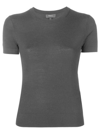 Women's Regal Wool Slim Crew Neck Short Sleeve T-Shirt Black - THEORY - BALAAN 2