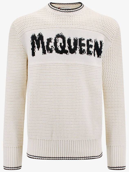 Graffiti Logo Knit Top Beige - ALEXANDER MCQUEEN - BALAAN 1