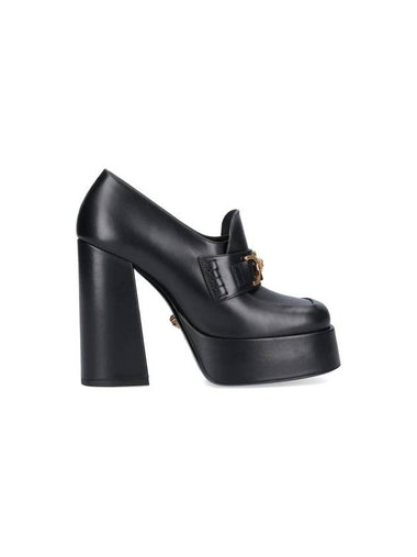 Medusa Chain Platform Leather Loafer Pumps Black - VERSACE - BALAAN 1