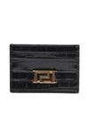 Croc Effect Greca Goddess Card Wallet Black - VERSACE - BALAAN 1