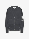 Cotton 4-Bar Milano Classic V-Neck Cardigan Medium Grey - THOM BROWNE - BALAAN 3