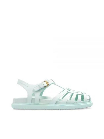 Leather Flat Sandals Light Blue - MARNI - BALAAN 2