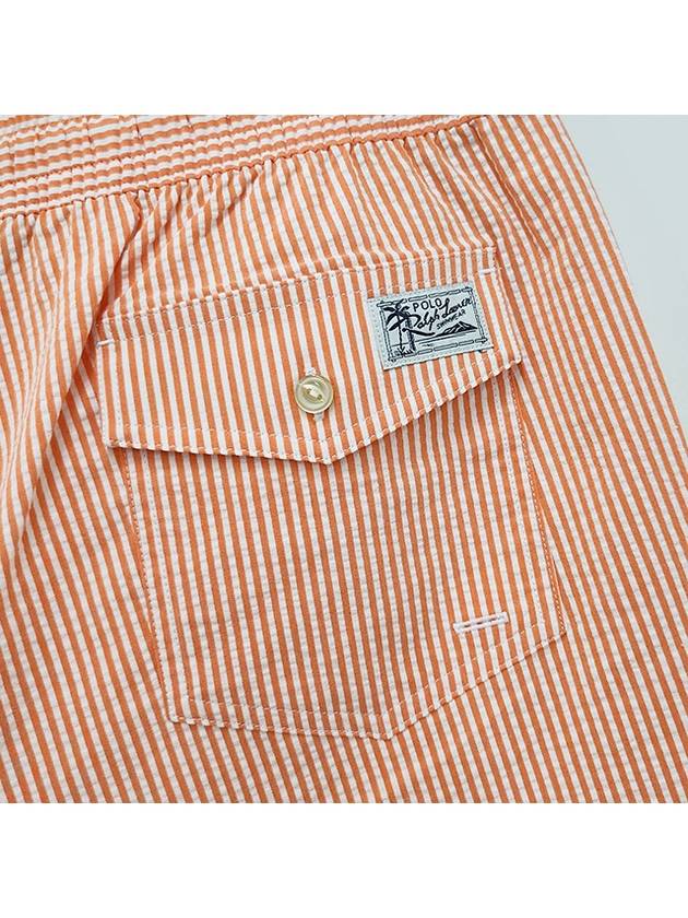 Logo Patch Striped Swim Shorts Orange - POLO RALPH LAUREN - BALAAN 7