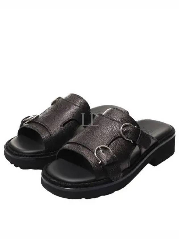 Gancini Buckle Sandals Black - SALVATORE FERRAGAMO - BALAAN 2