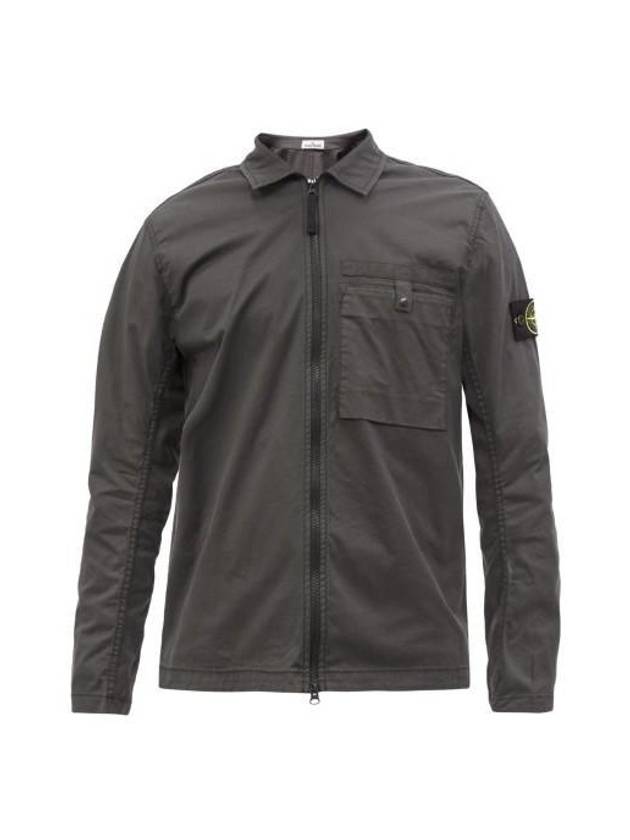 Wappen Patch Supima Twill Stretch Cotton Zip-up Jacket Grey - STONE ISLAND - BALAAN 2