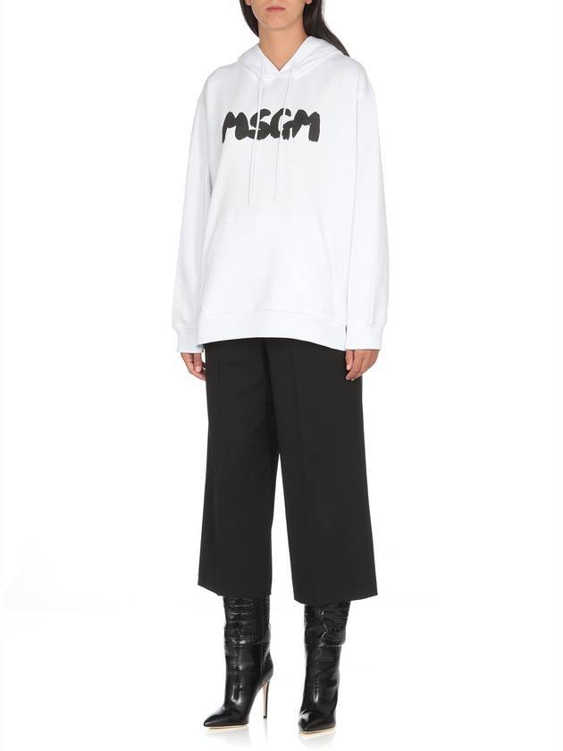 Brushed Logo Print Hoodie White - MSGM - BALAAN 4