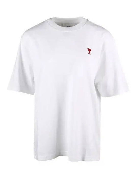 Small Heart Logo Boxy Fit Short Sleeve T-Shirt White - AMI - BALAAN 2