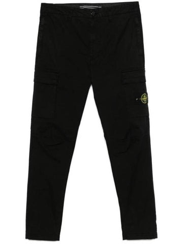 Supima Cotton Twill Stretch TC Straight Pants Black - STONE ISLAND - BALAAN 1