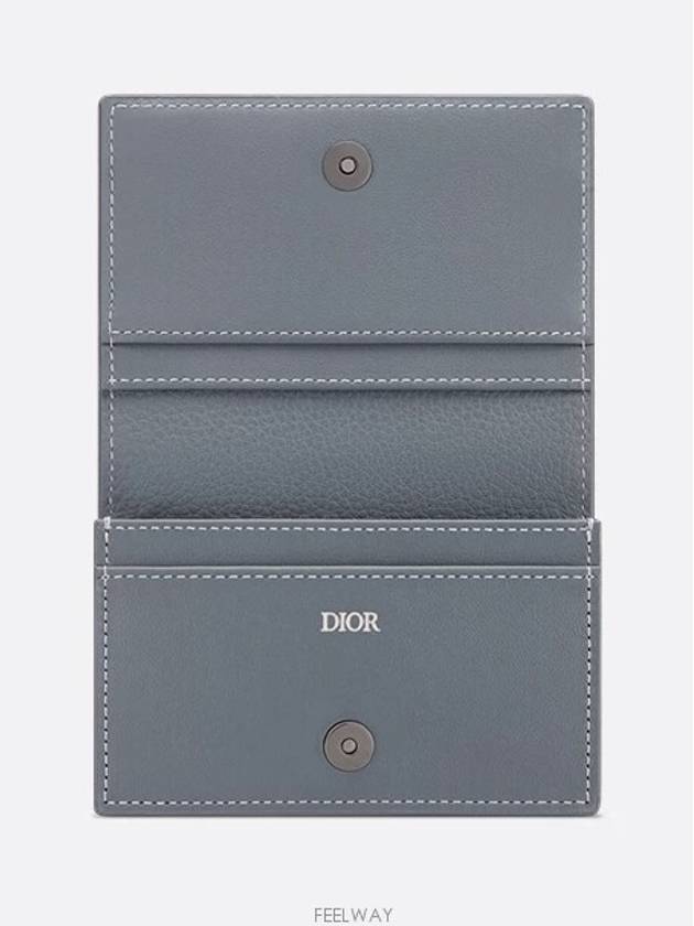 CD Icon Business Grained Calfskin Card Holder Deep Grey - DIOR - BALAAN 4