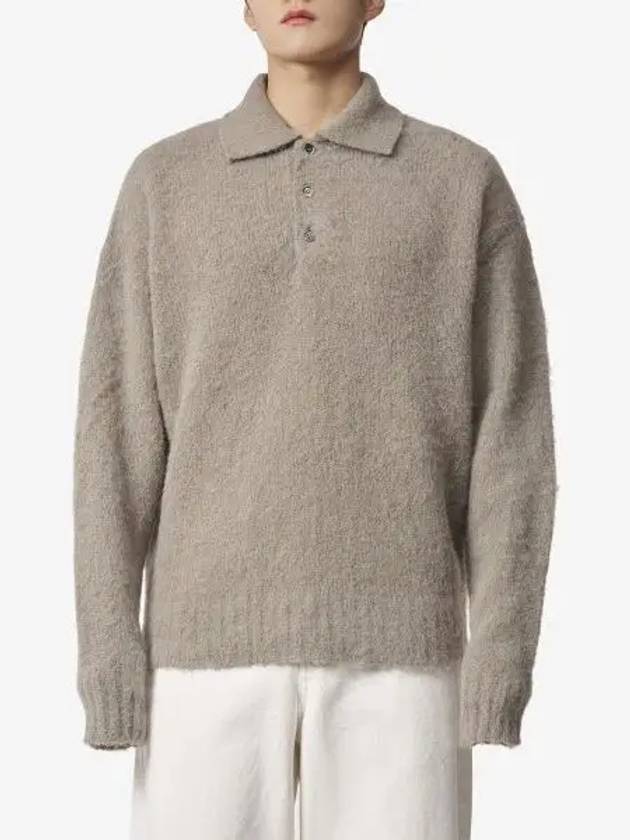 Pullover Knit Polo Shirt Beige - AMI - BALAAN 2