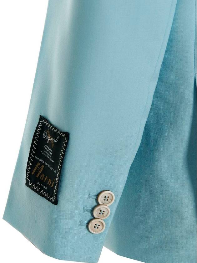 Tropical Wool Long Blazer Jacket Light Blue - MARNI - BALAAN 5