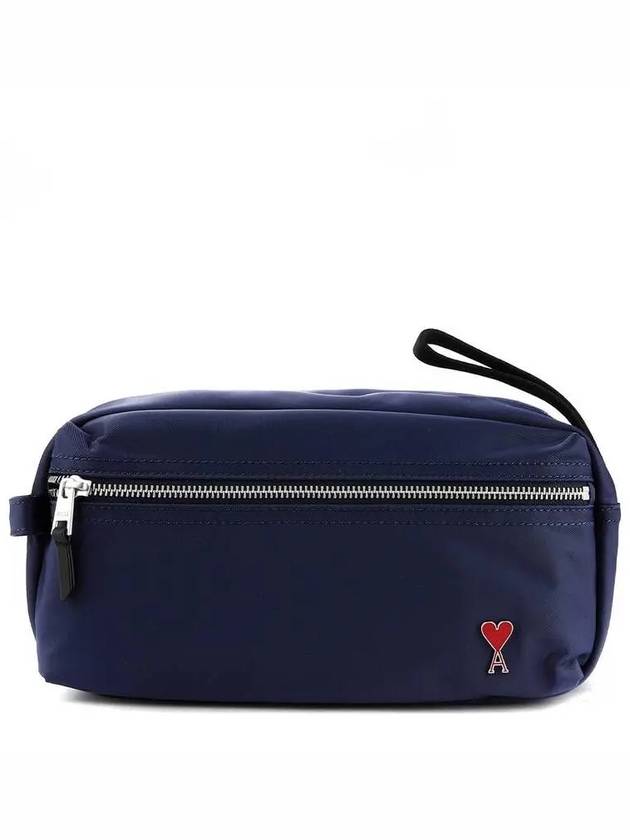 Heart Logo Pouch Bag Navy - AMI - BALAAN 2