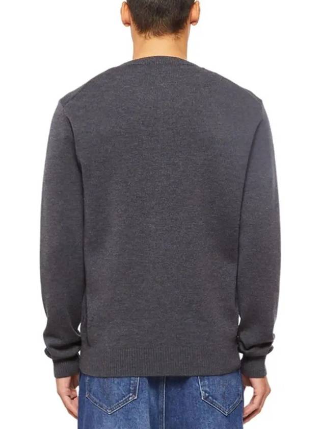 Men's Mini Heart Logo Merino Wool Knit Top Grey - AMI - BALAAN 4