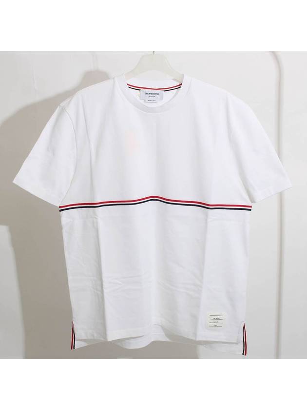 Midweight Jersey Short Sleeve T-Shirt White - THOM BROWNE - BALAAN 2