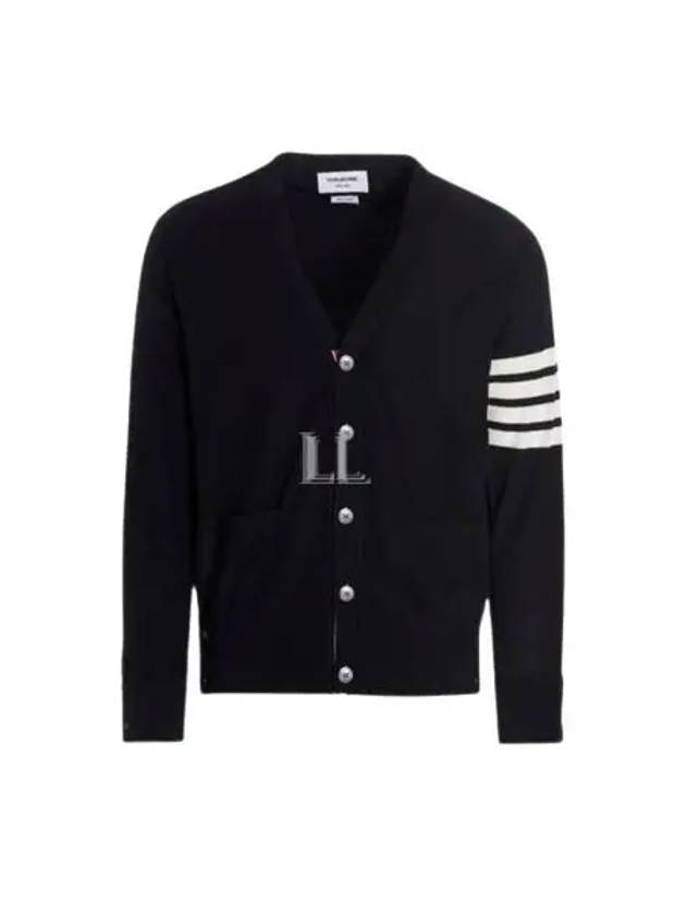 Men's Sustainable Classic Diagonal Wool Cardigan Navy - THOM BROWNE - BALAAN 2