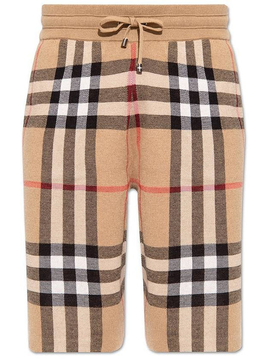 Jacquard Check Pattern Silk Wool Banding Shorts Beige - BURBERRY - BALAAN 1