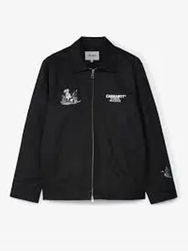 Embroidered Logo Zip-Up Jacket Black - CARHARTT WIP - BALAAN 2