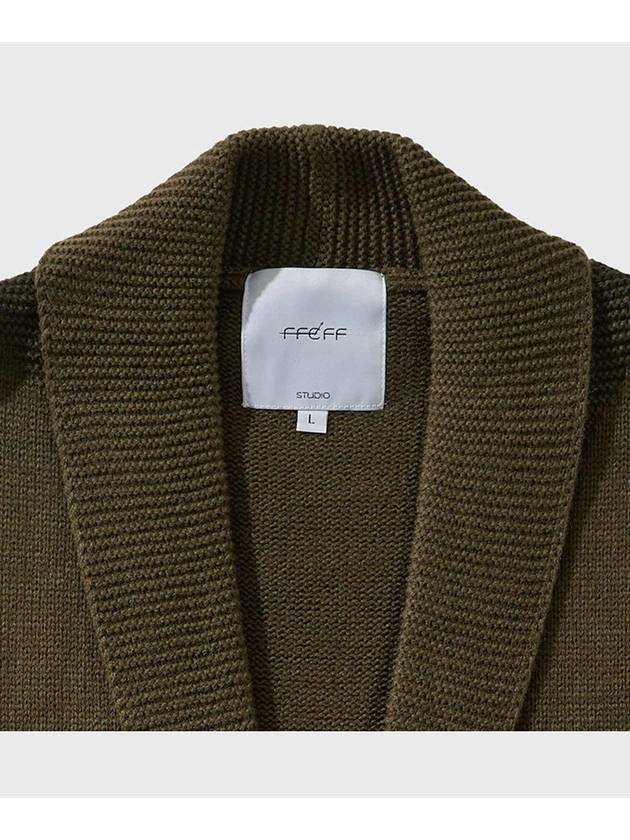 Vintage washed E-Frog shawl collar cardigan khaki - FFEFF STUDIO - BALAAN 7