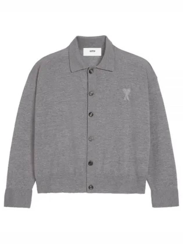 De Coeur Logo Wool Cardigan Heather Grey - AMI - BALAAN 2