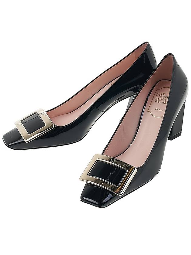 Metal Buckle Patent Leather Pumps Heel Black - ROGER VIVIER - BALAAN 2