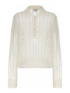 Mohair Lace Polo Knit Top White - GANNI - BALAAN 3