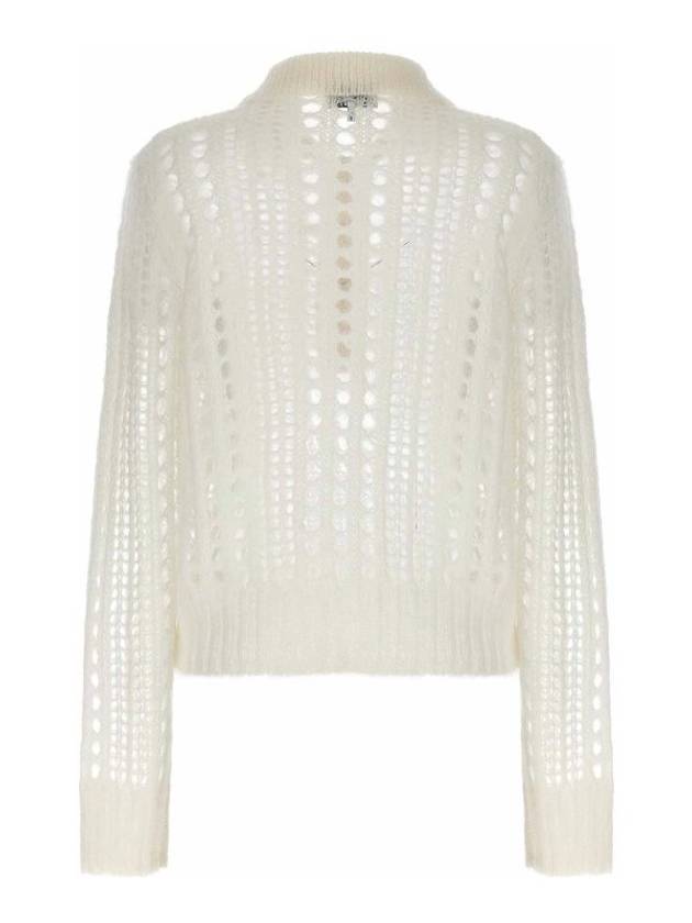 Mohair Lace Polo Knit Top White - GANNI - BALAAN 3