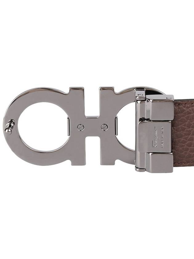 Reversible Gancini Leather Belt Dark Brown Black - SALVATORE FERRAGAMO - BALAAN 7