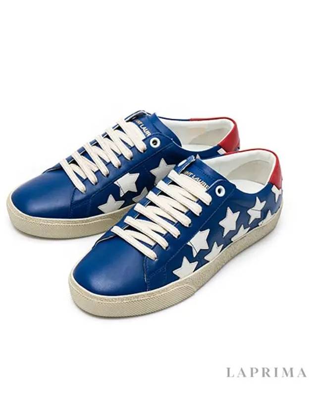 Classic Star Calf Leather Low Top Sneakers Court Blue - SAINT LAURENT - BALAAN 4