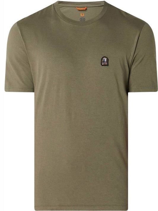 Men's Logo Patch Crew Neck Cotton Short Sleeve T-Shirt Khaki - PARAJUMPERS - BALAAN.
