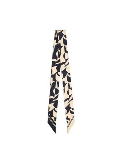 Logo Print Mini Silk Scarf Black Beige - SALVATORE FERRAGAMO - BALAAN 2