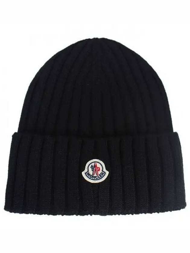 Logo Wool Beanie Black 3B00036 A9327 999 1120239 - MONCLER - BALAAN 1