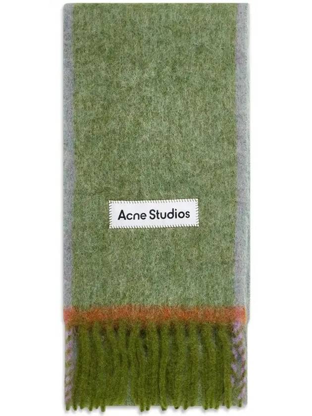 Mohair Wool Fringe Muffler Grass Green - ACNE STUDIOS - BALAAN 3