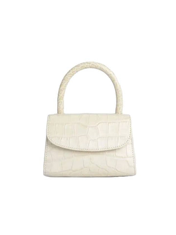 Mini Croco Embossed Leather Tote Bag Cream - BY FAR - BALAAN 1