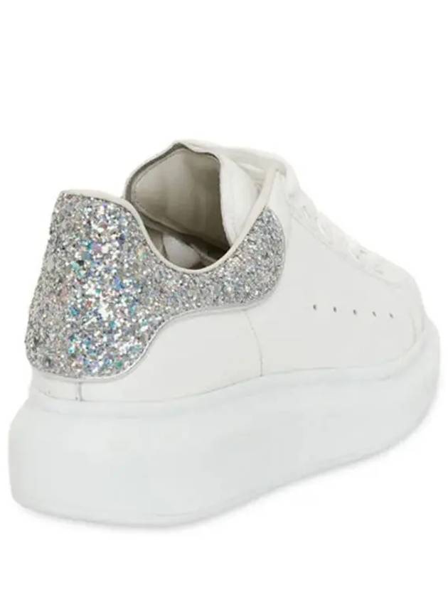 Silver glitter panel heel tab leather platform sneakers white - ALEXANDER MCQUEEN - BALAAN 3